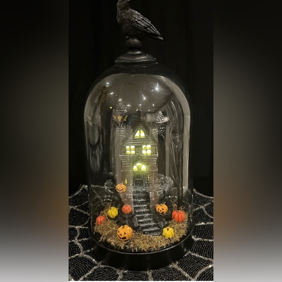 Martha Stewart Halloween Haunted House Light Up LED Glass Cloche Pumpkins New - Picture 5 of 15